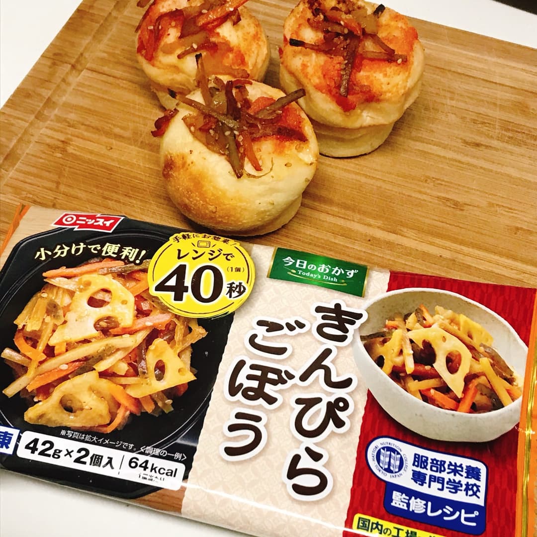 きんぴらごぼう明太マヨパンの完成写真