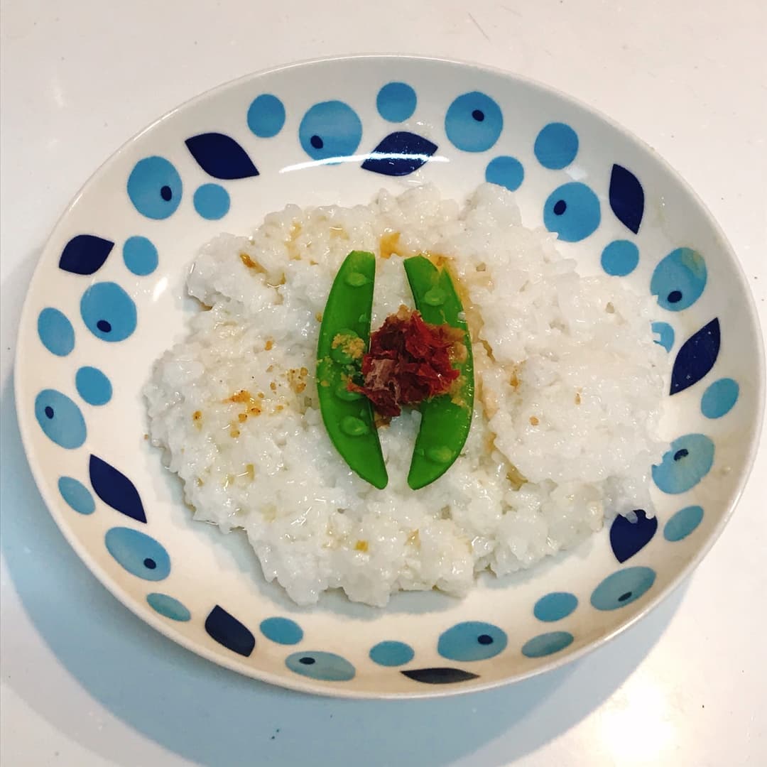スナップえんどうの粥の完成写真