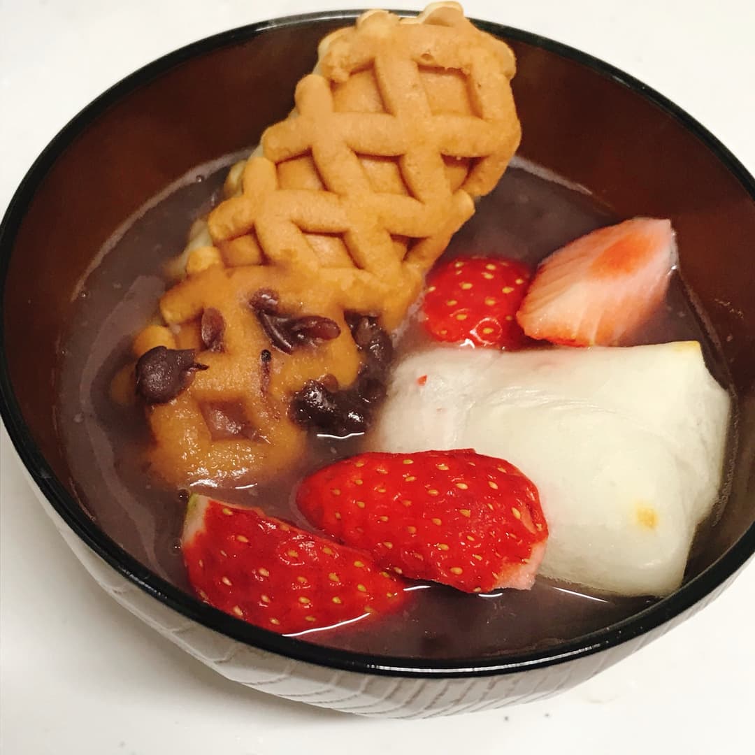 チーズワッフルぜんざいの完成写真