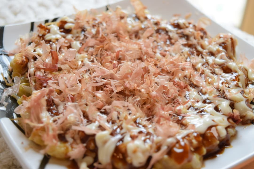 四川焼売ともやしのお好み焼きの完成写真
