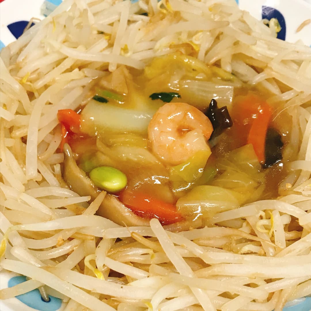茹でもやしのヘルシー中華丼の完成写真