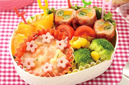 お花畑グラタン弁当の完成写真