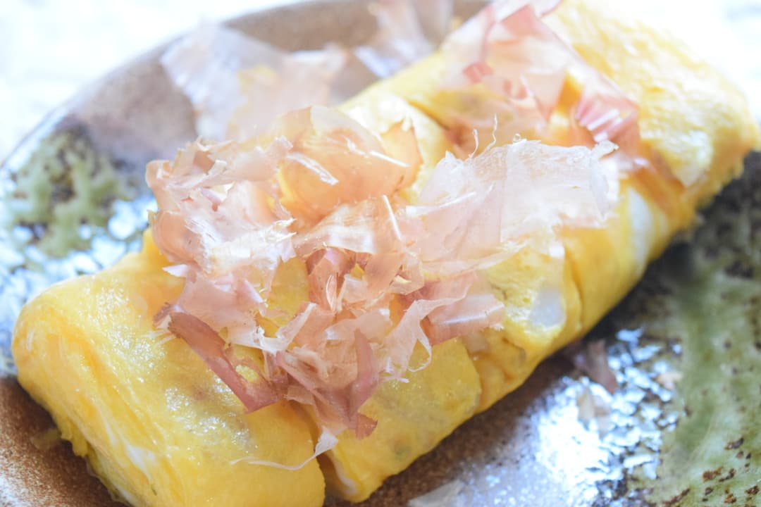 れんこんひき肉はさみ揚げの玉子焼きの完成写真