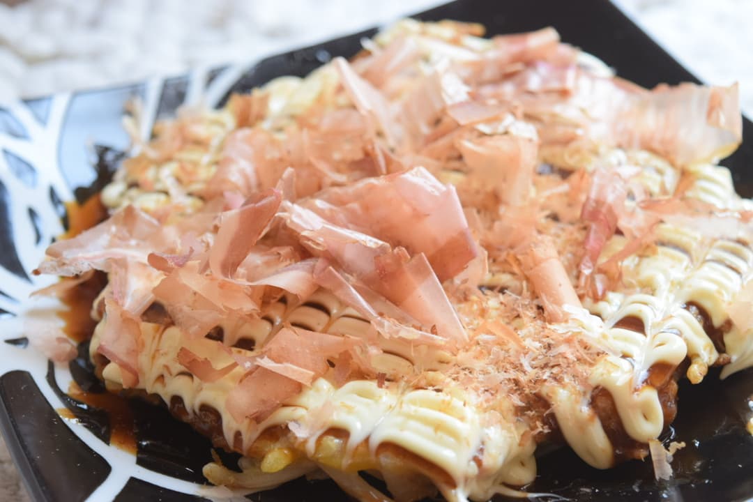 から揚げ入りお好み焼きの完成写真