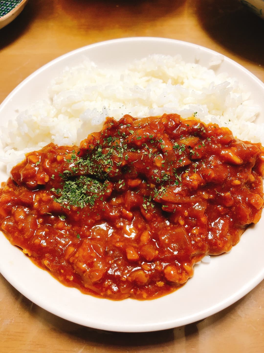 レンチンでキーマカレーの完成写真
