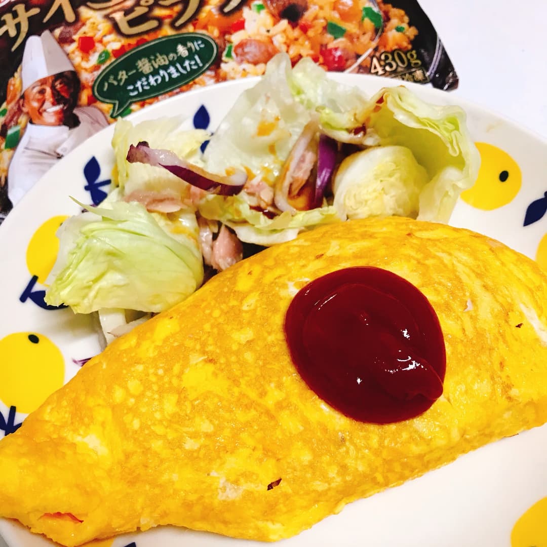 たいめいけんのオムサイコロステーキの完成写真