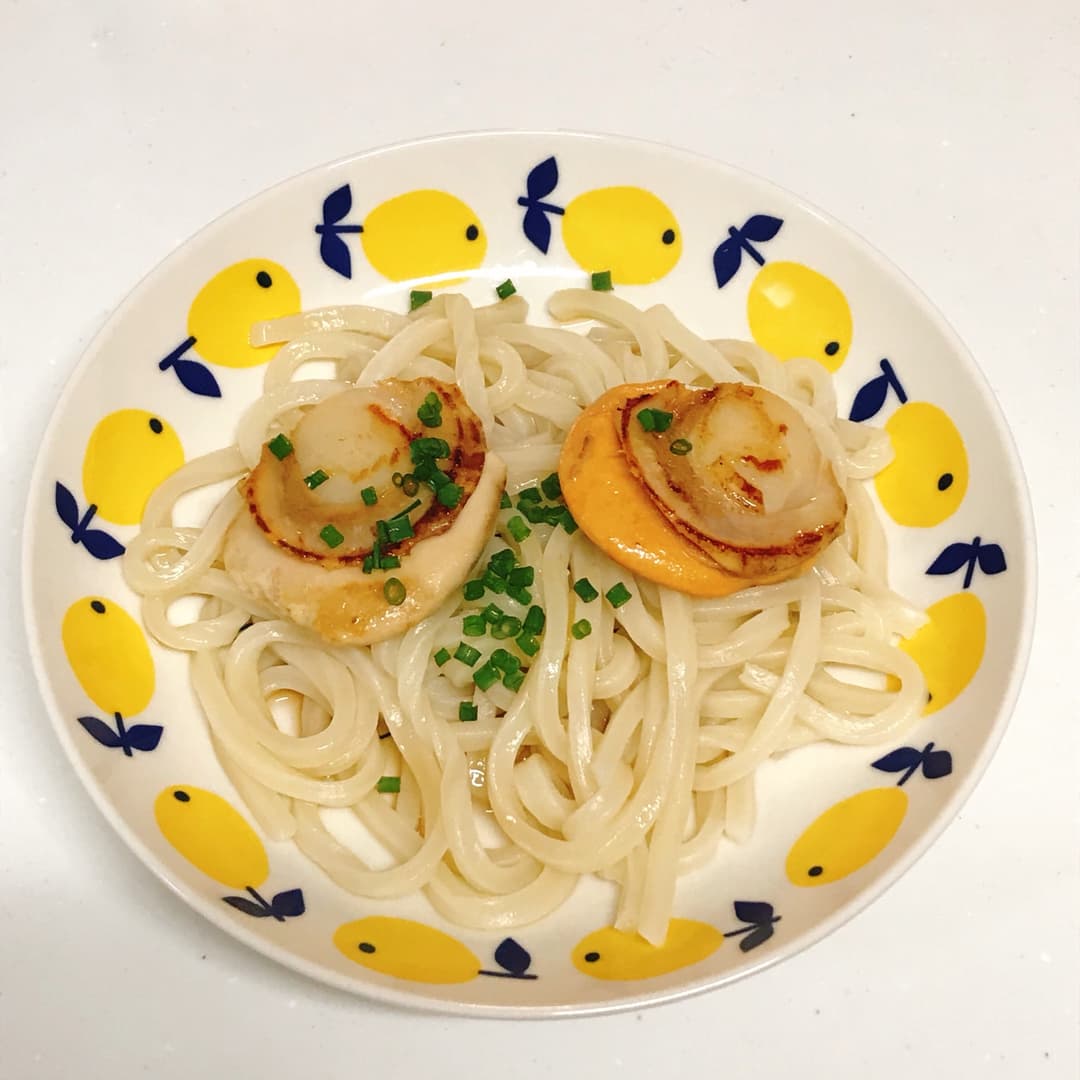 ホタテのバター焼うどんの完成写真