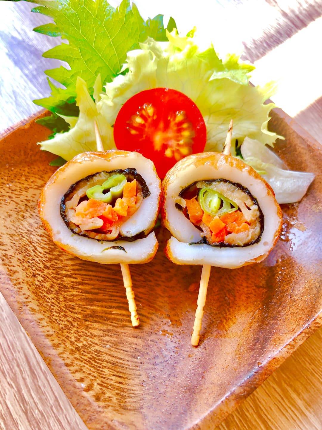 竹輪と鶏の野菜ロール揚げの完成写真