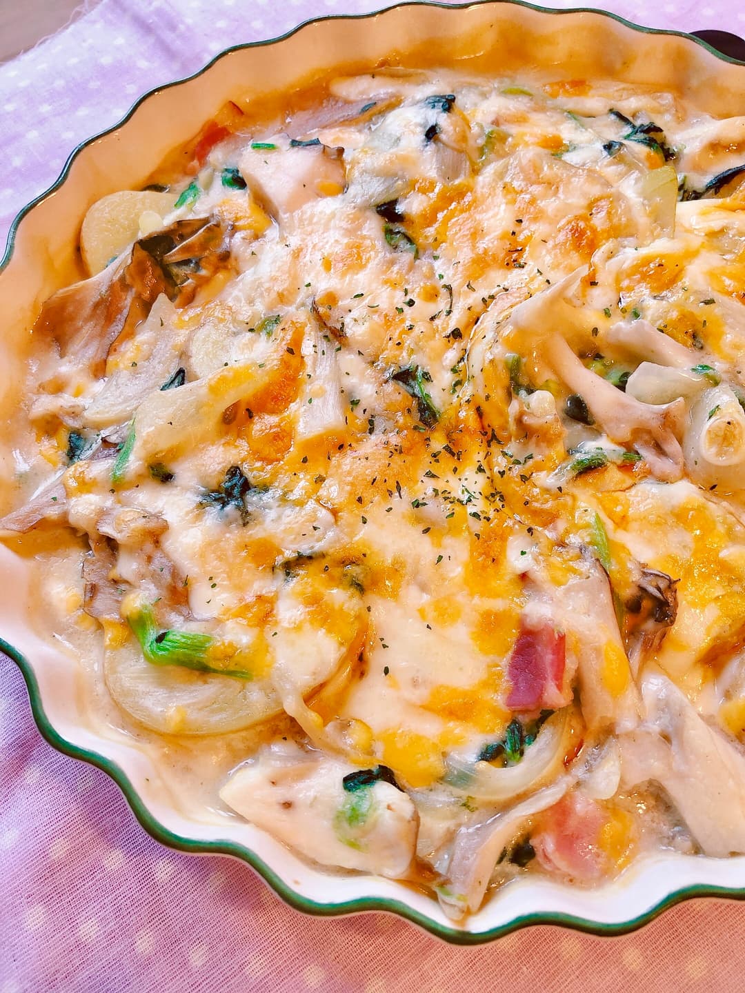 ほうれん草とポテトの豆乳グラタンの完成写真
