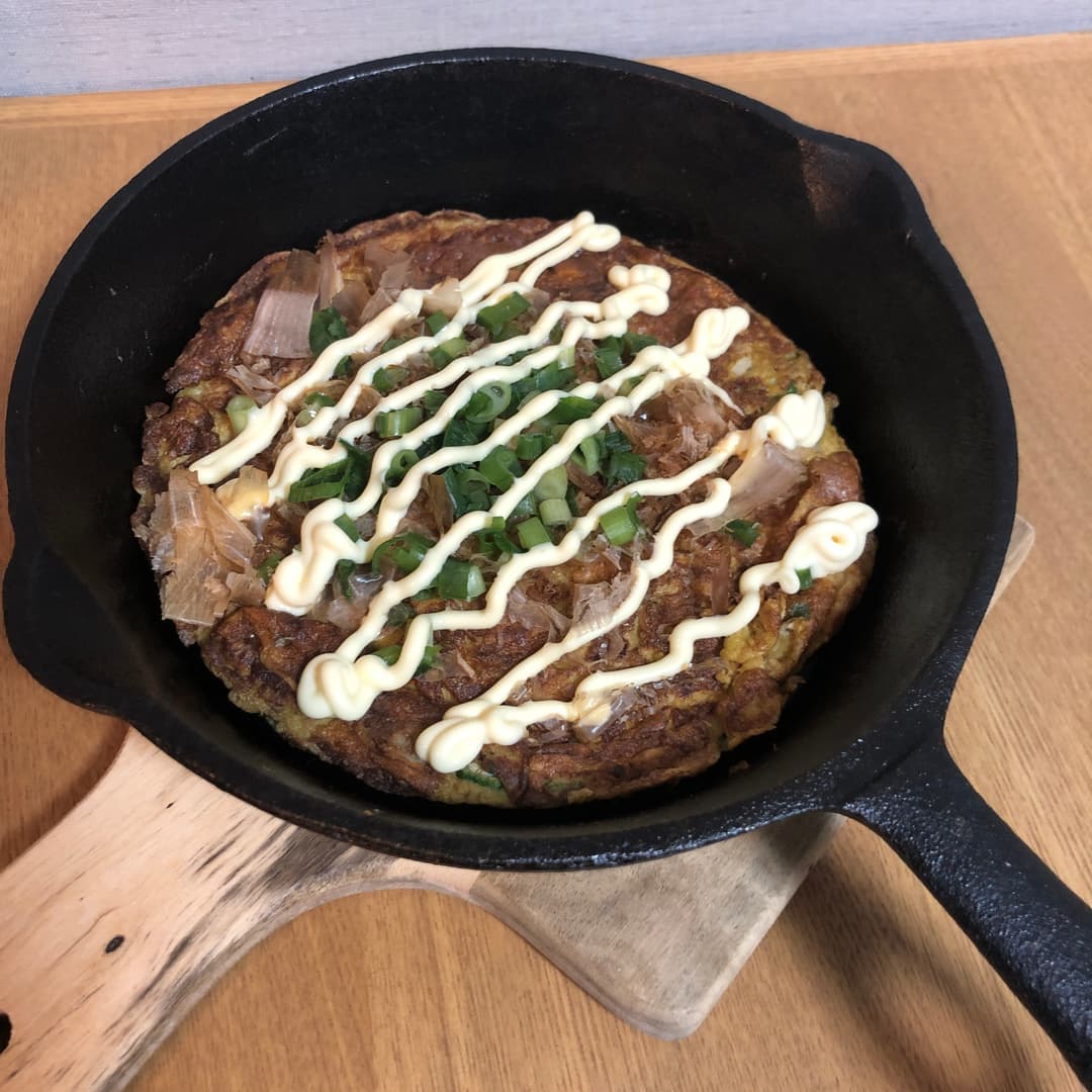 オクラと長芋のふんわり鉄板焼きの完成写真