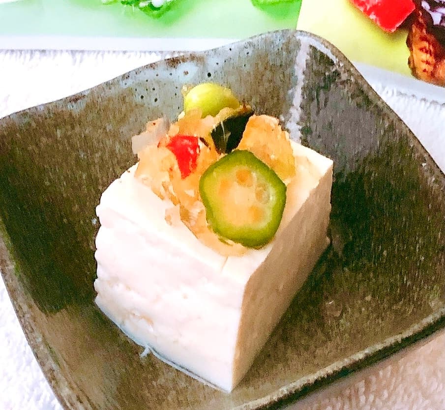 グリル野菜と枝豆とオクラのジュレの完成写真