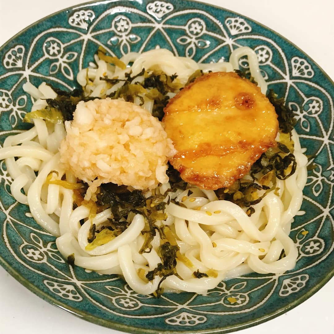 れんこん揚げのおろし高菜うどんの完成写真