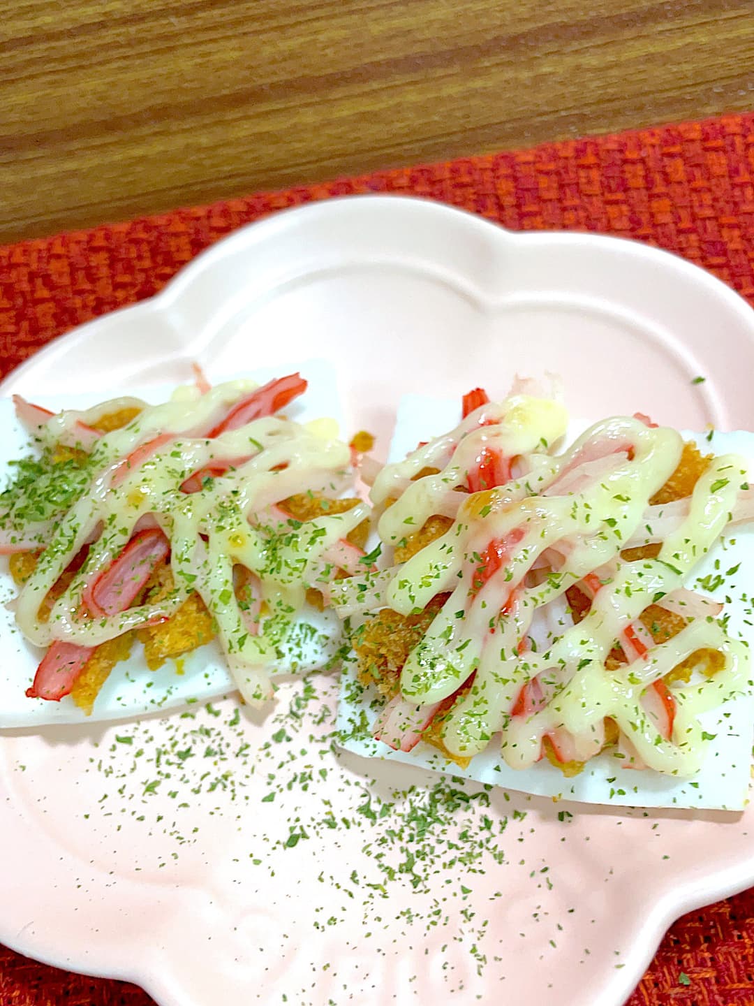 コロッケとかにかまのはんぺん焼きの完成写真