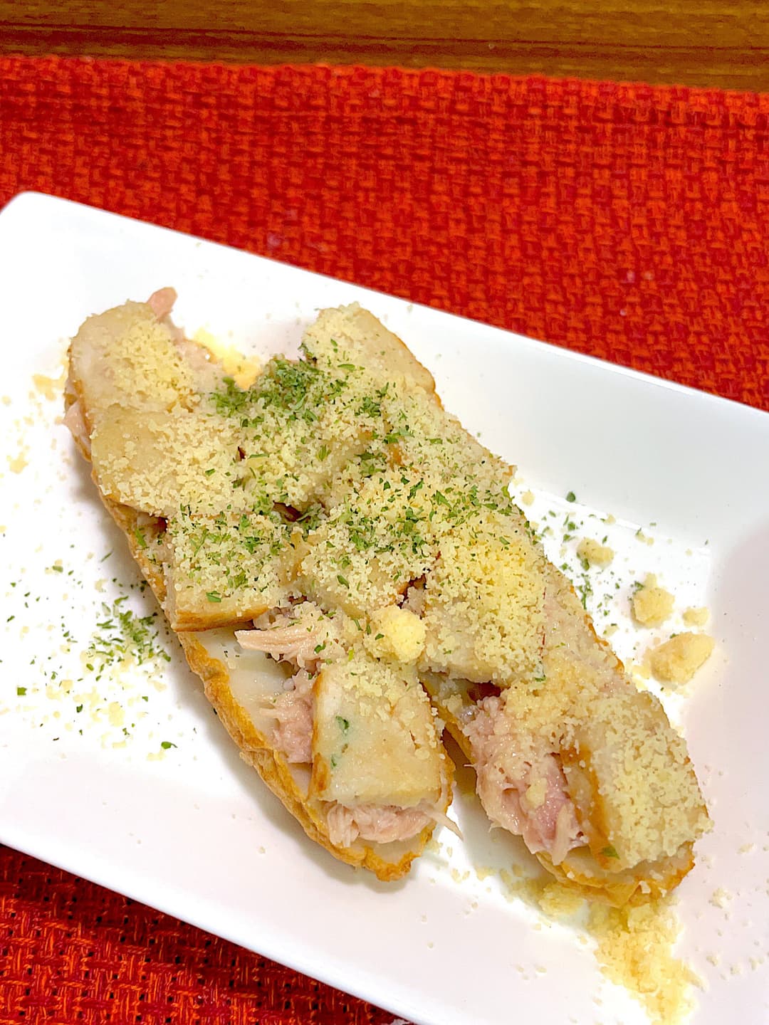 ごぼ天の豚カルビツナ焼きの完成写真