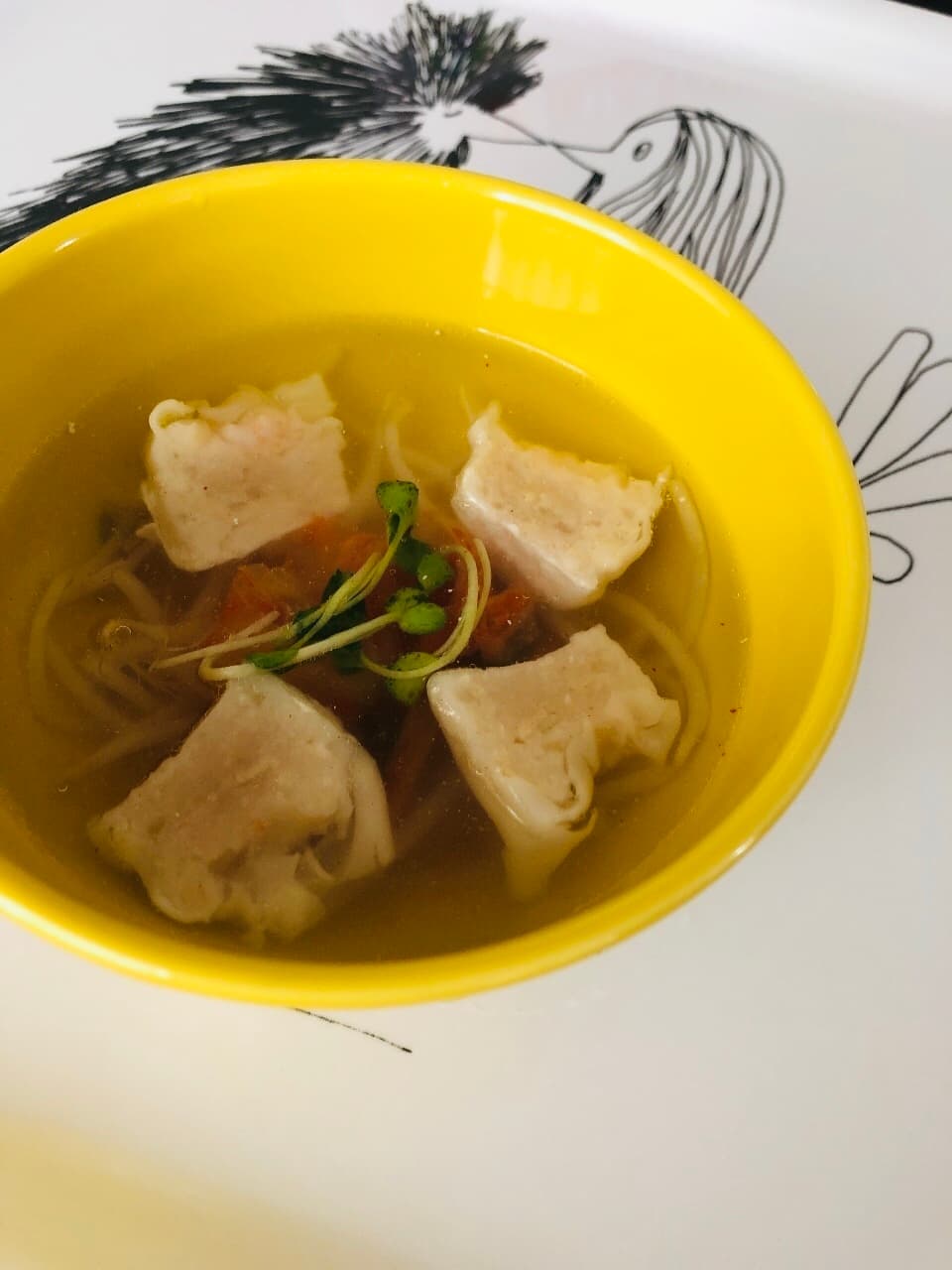 甘えびシューマイともやしのキムチスープの完成写真
