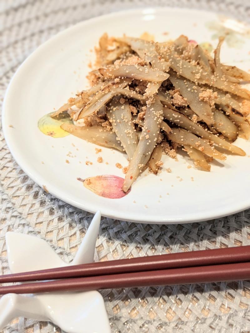 ささがきごぼうの明太子炒めの完成写真