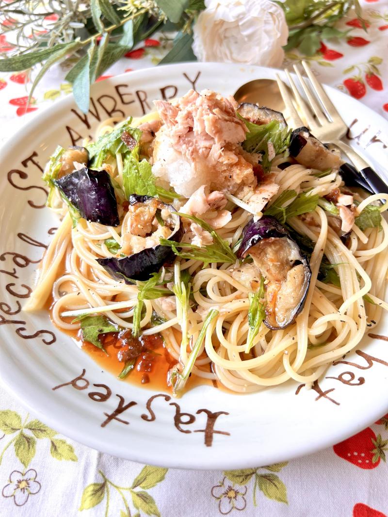 茄子とツナの冷製パスタの完成写真