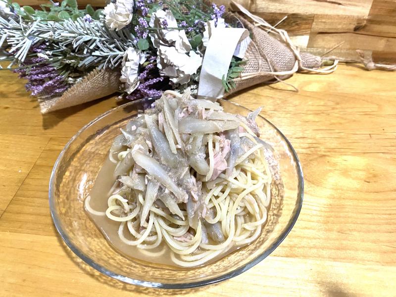 ささがきごぼうとツナの冷製和風パスタの完成写真