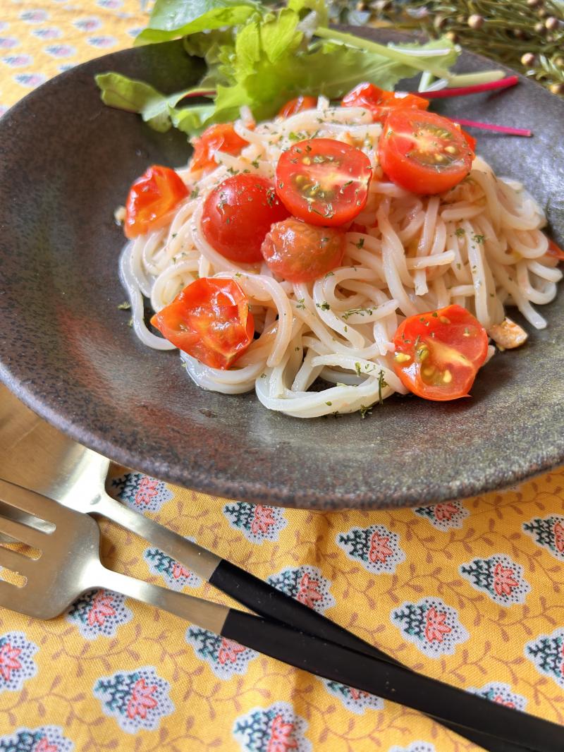 冷製トマトうどんの完成写真