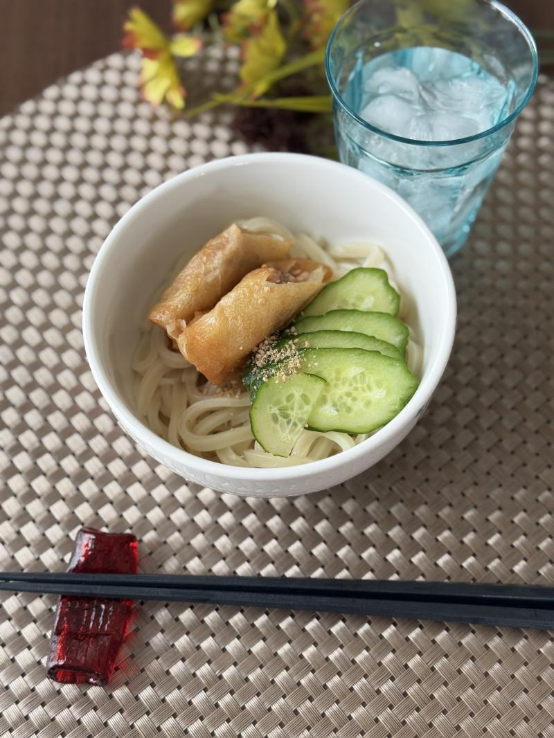 梅しそささみ春巻のさっぱり冷やしうどんの完成写真