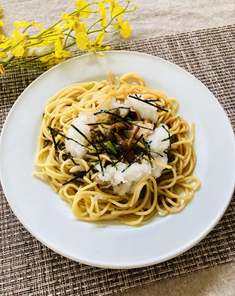 和風醤油のきのこおろしパスタの完成写真