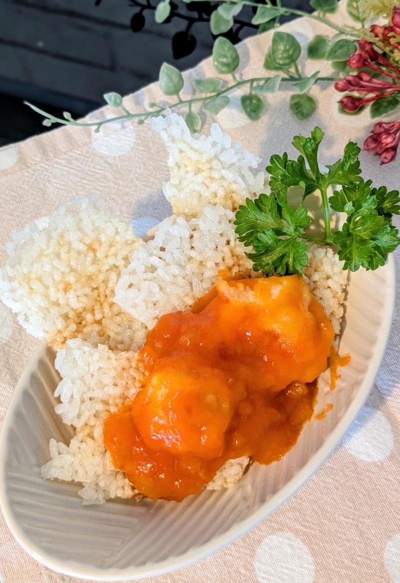 おこげのエビチリあんかけの完成写真