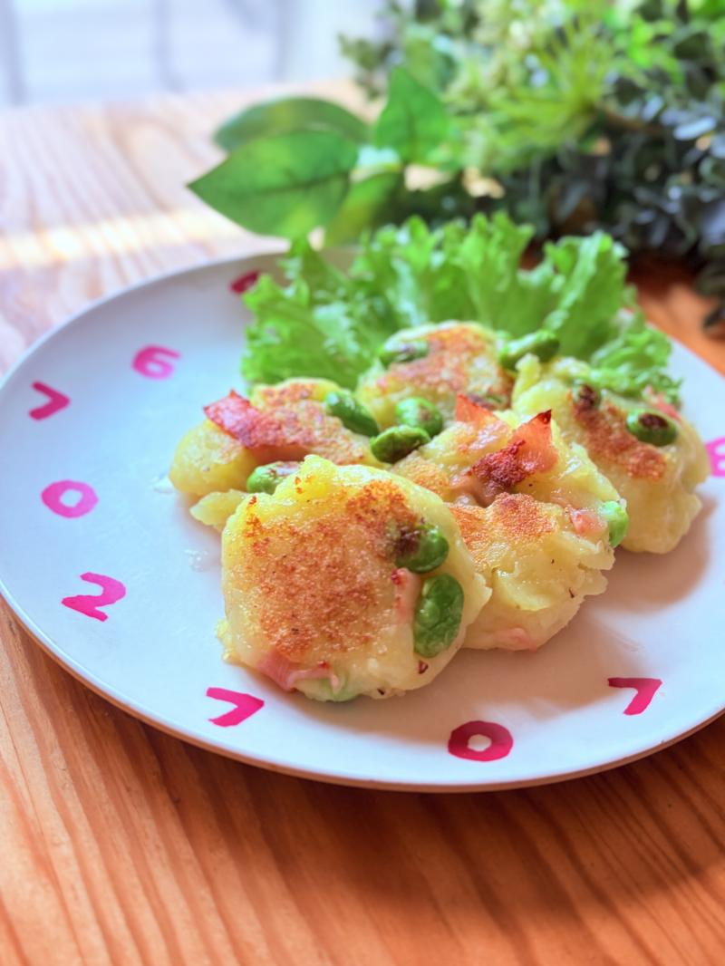 枝豆とじゃがいものもっちり焼きの完成写真