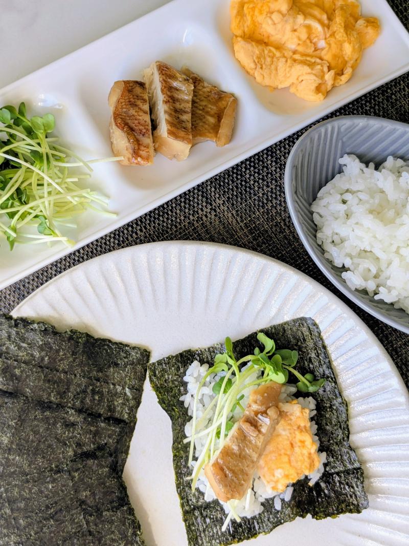 赤魚の煮付け手巻きご飯の完成写真