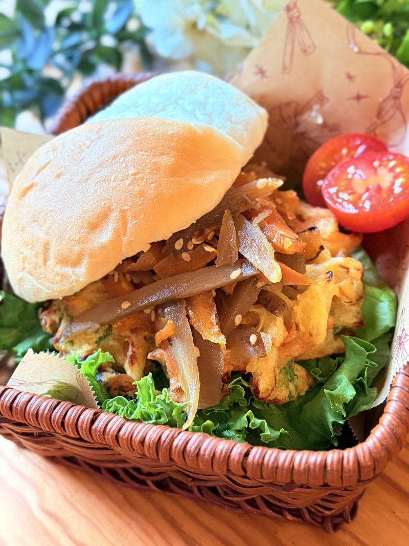 和風かき揚げバーガーの完成写真
