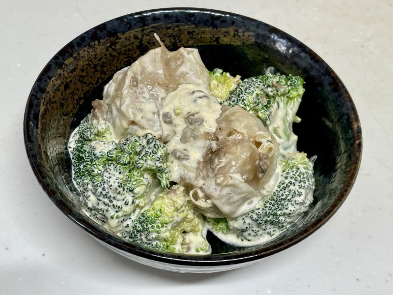 海老焼売とブロッコリーのアンチョビマヨネーズの完成写真