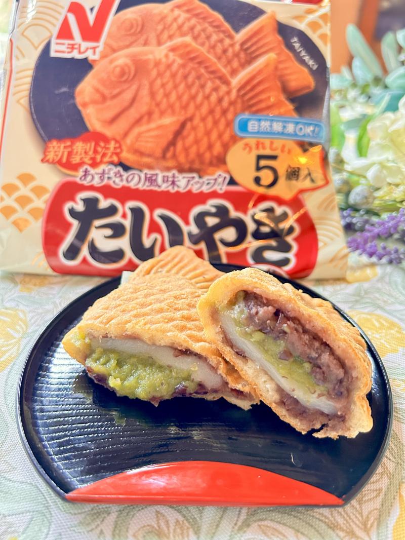 食材として使用したたいやきも一緒に写した3色たい焼き