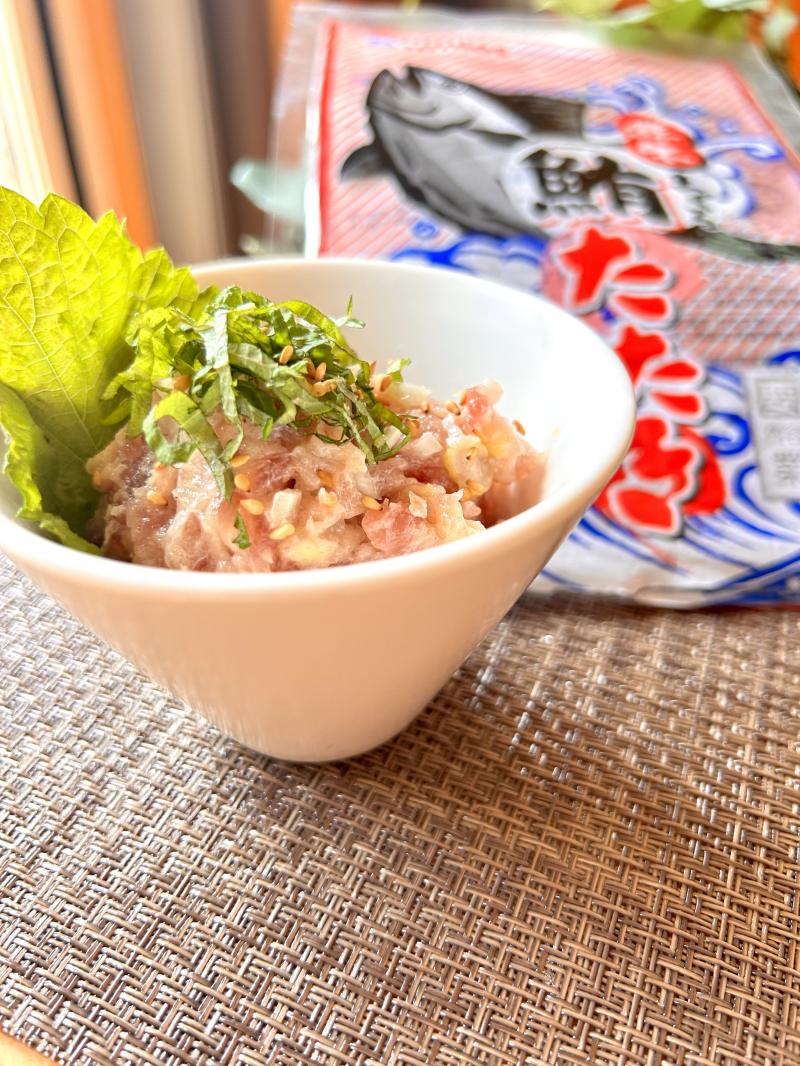食材として使用したまぐろたたきも一緒に写したまぐろのなめろう