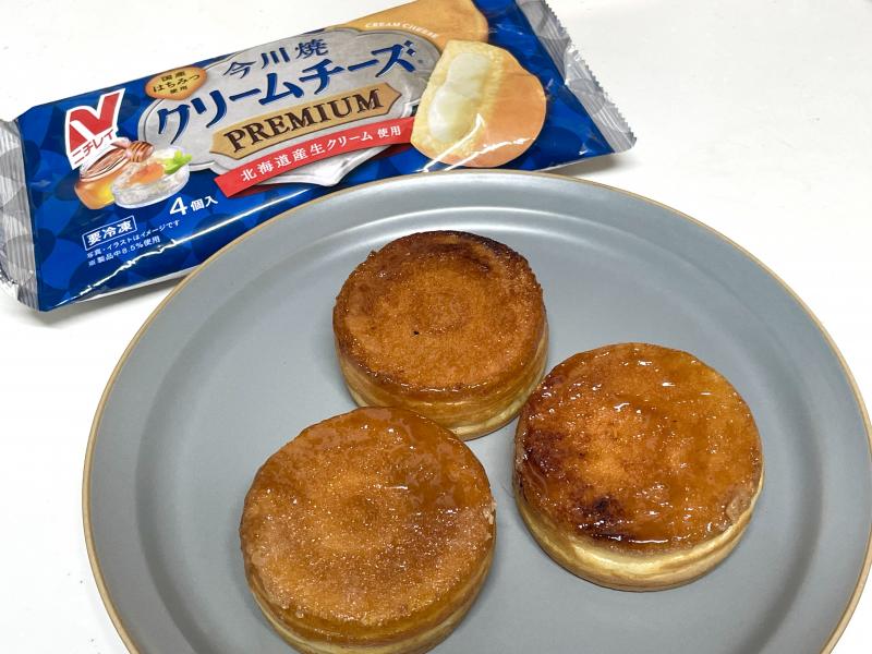 食材として使用した今川焼（クリームチーズ※ プレミアム）も一緒に写したバター焼今川焼クリームチーズ