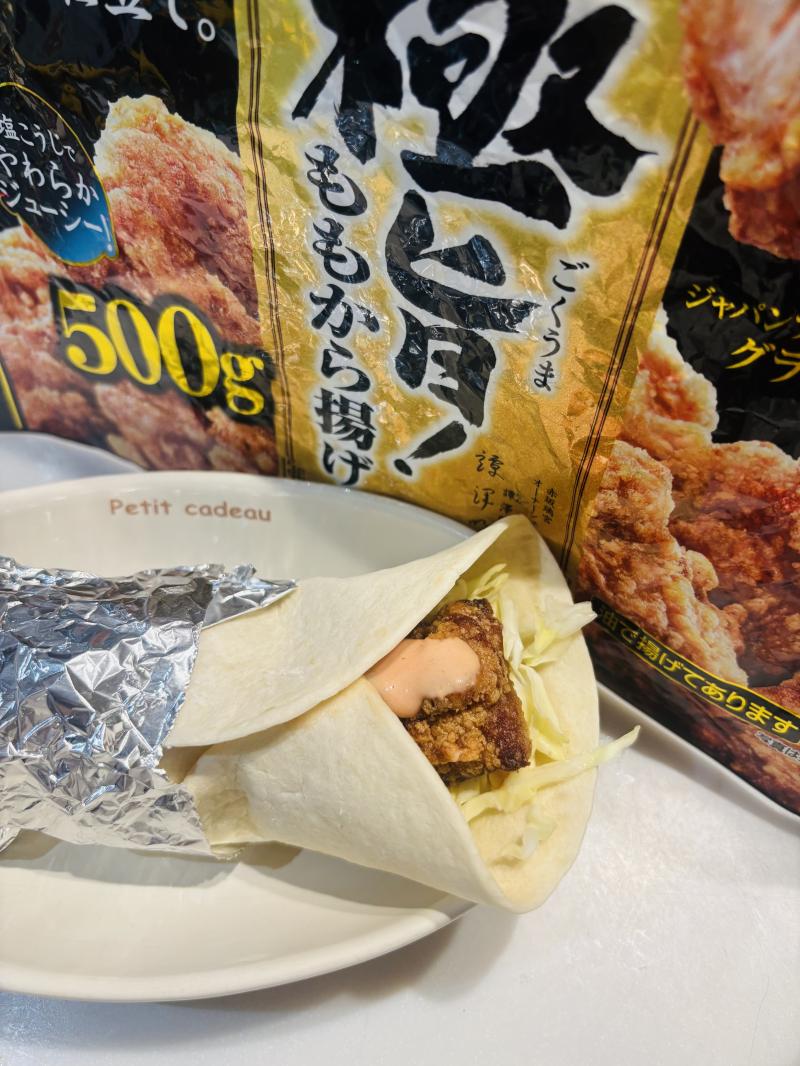 食材として使用した極旨!ももから揚げも一緒に写した唐揚げでケバブラップ風