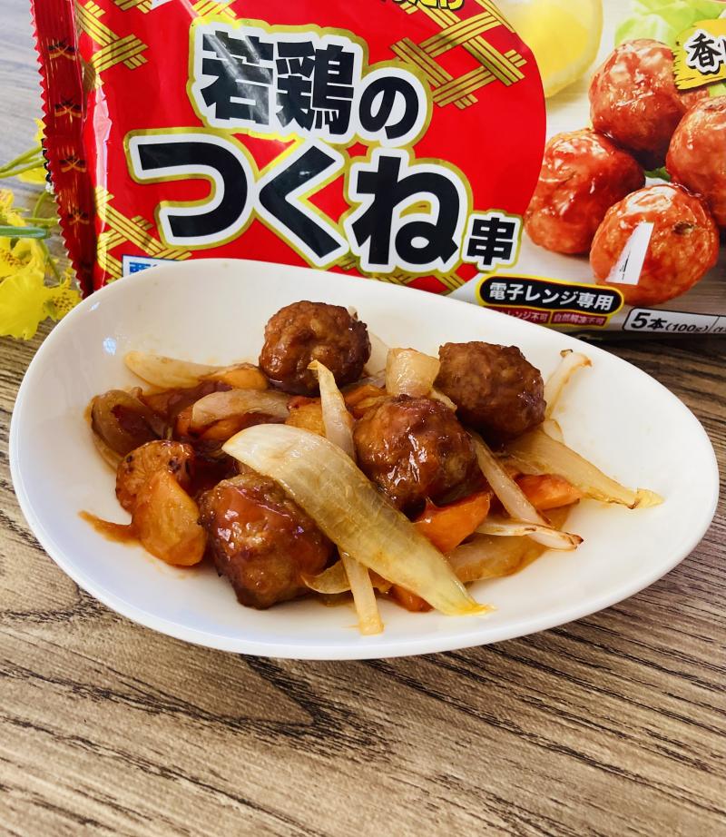食材として使用したほしいぶんだけ 若鶏のつくね串も一緒に写した若鶏つくねの酢豚風