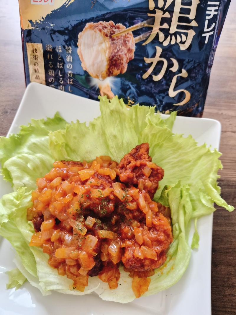 食材として使用したニチレイ 鶏からも一緒に写した鶏からチリ