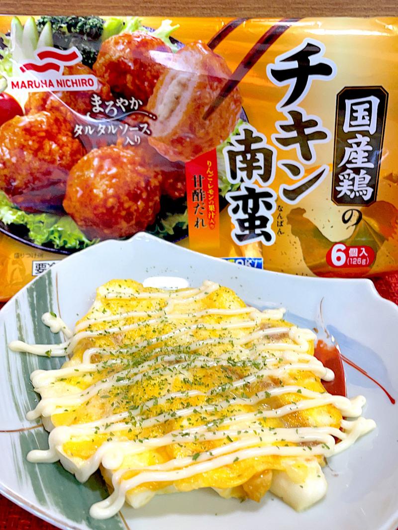 食材として使用した国産鶏のチキン南蛮も一緒に写したチキン南蛮のはんぺん焼き